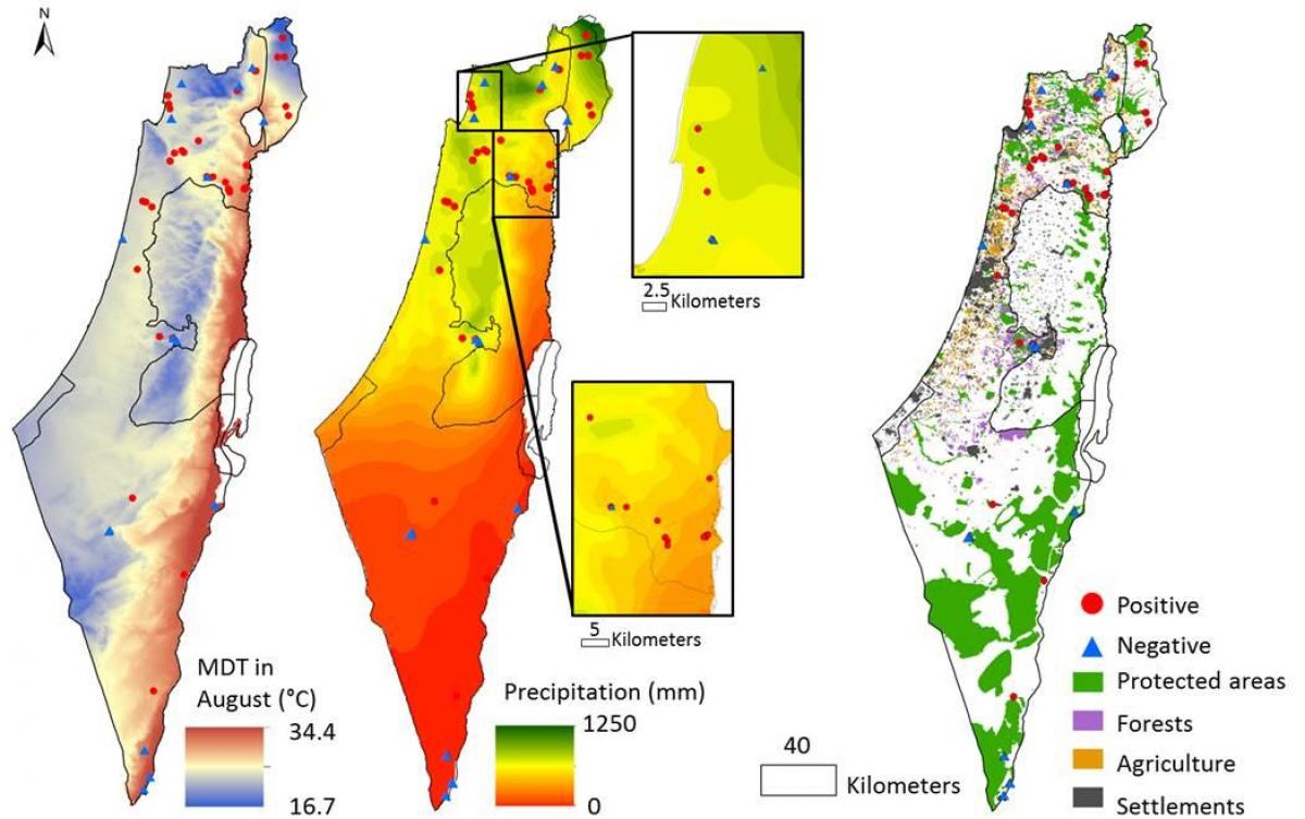 kort over israel klima