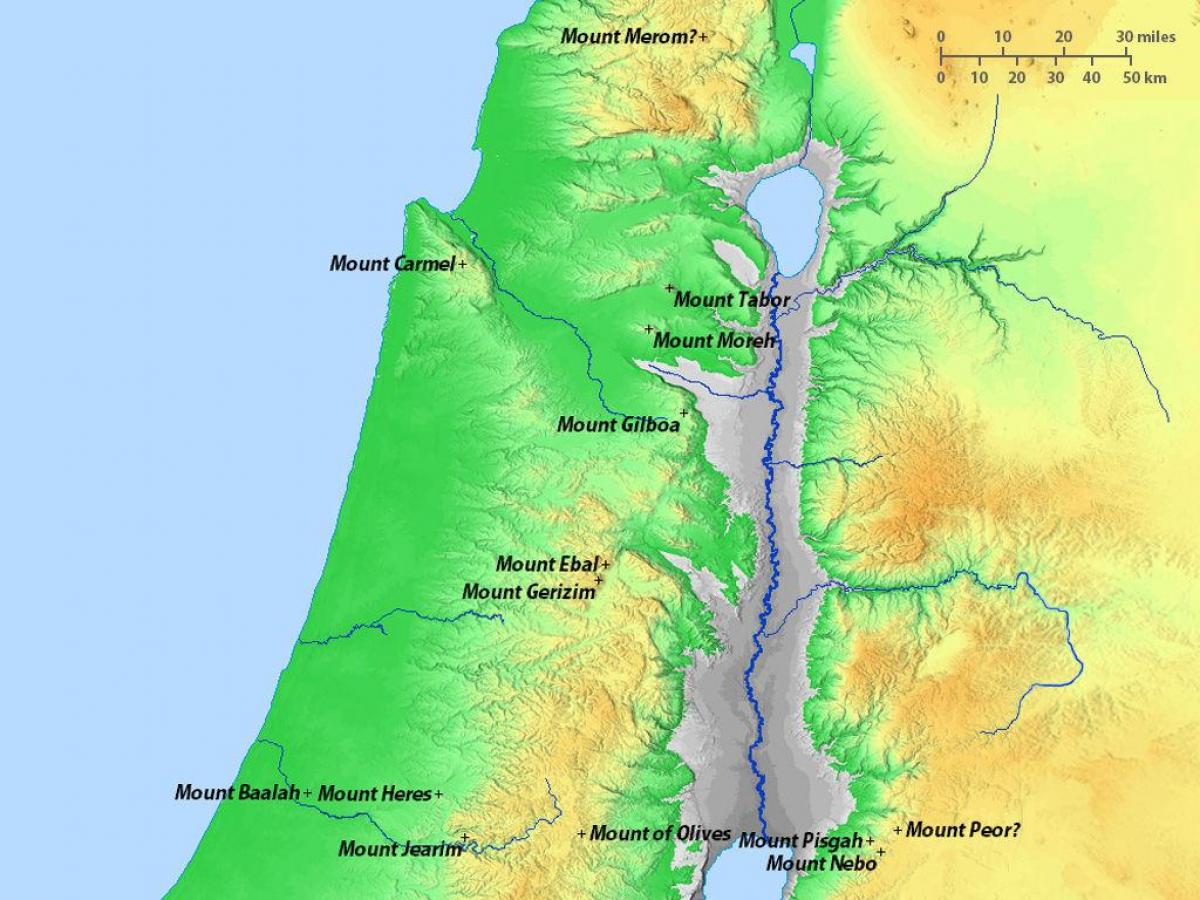 kort over israels bjerge